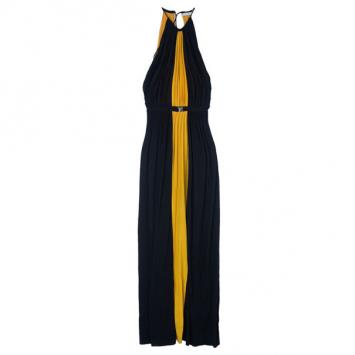 Pre Owned Versace Color-block Halterneck Evening Dress M
