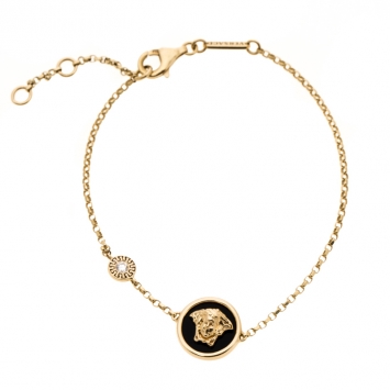Pre Owned Versace Medusa Diamond 18k Yellow Gold Soft Charm Bracelet 