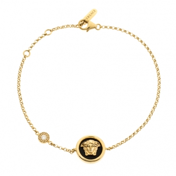 Pre Owned Versace Medusa Diamond 18k Yellow Gold Soft Charm Bracelet 