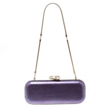 Pre Owned Versace Purple Python Box Clutch