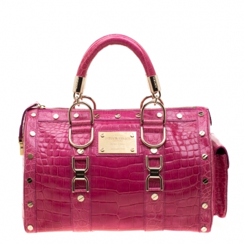 مملوكة مسبقًا Versace Pink Crocodile Snap Out Of It Satchel
