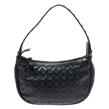 Pre Owned Versace Black Leather Studded Handle Pochette