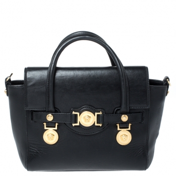 مملوكة مسبقًا Versace Black Leather Medusa Medallion Satchel