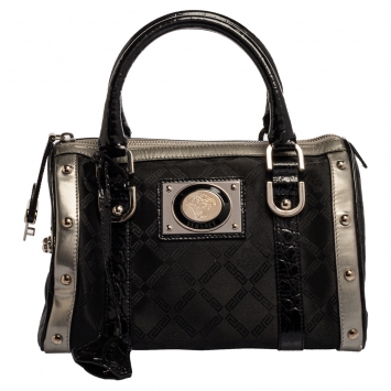 Pre Owned Versace Black Fabric and Leather Satchel