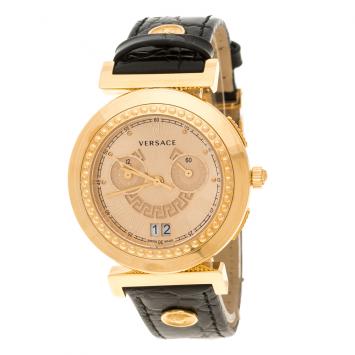 Pre Owned Versace Rose Gold Plated Steel A9C Chronograph Women's Wristwatch 40 mm