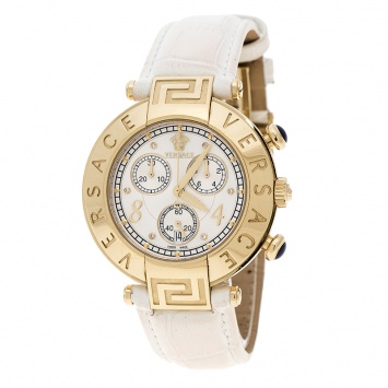 Pre Owned Versace White Mother of Pearl Gold Plated Steel Aion 68C Women's Wristwatch 40 mm