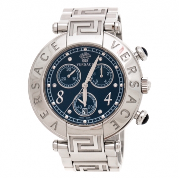 Pre Owned Versace Black Stainless Steel Reve 68C Chronograph Women's Wristwatch 40 mm