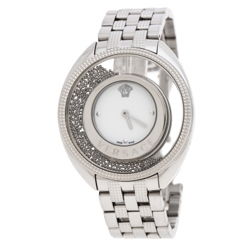 Pre Owned Versace White Stainless Steel Destiny Spirit 86Q Women's Wristwatch 39 mm