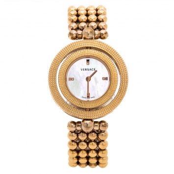 Pre Owned Versace Mother Of Pearl Rose Gold Plated Stainless Steel Eon 79Q-IC Women's Wristwatch 33 mm