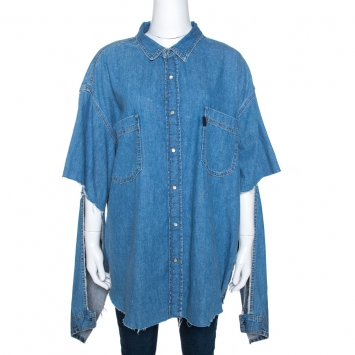 Pre Owned Vetements x Levi's Blue Denim Cutout Sleeves Oversized Shirt S