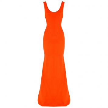 Pre Owned Victoria Beckham Tangerine Back Zipper Detail Gown L