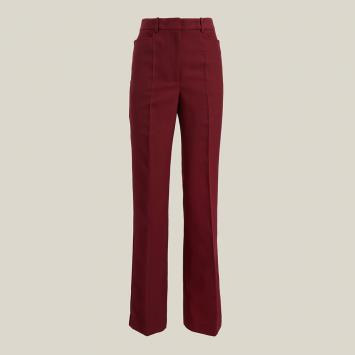 Pre Owned Victoria Beckham Red Straight-Leg Wool-Blend Trousers UK 16
