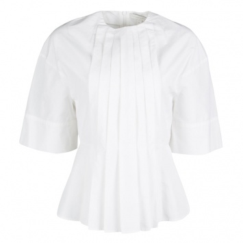 Pre Owned  Victoria Beckham White Cotton Pleat Detail Peplum Top S