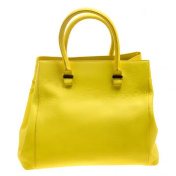 Pre Owned Victoria Beckham Yellow Leather Quincy Tote