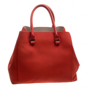 Pre Owned Victoria Beckham Orange Leather Liberty Tote