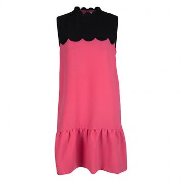 Pre Owned Victoria Victoria Beckham SS'12 RTW Pink Contrast Scallop Yoke Detail Dress L