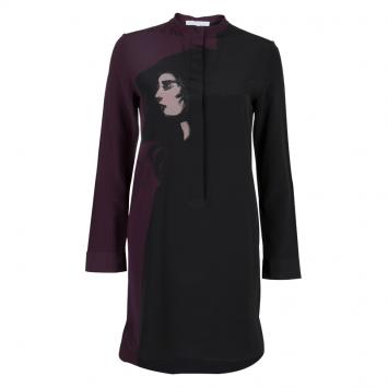 Pre Owned Victoria Victoria Beckham Two Tone Printed Silk Long Sleeve Tunic S