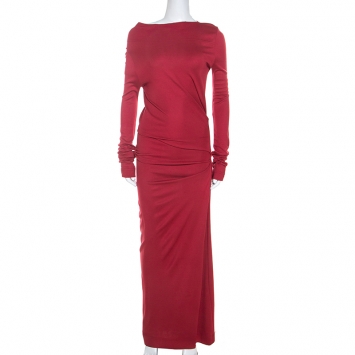 Pre Owned Vivienne Westwood Anglomania Brick Red Jersey Ruching Detail Taxa Dress M