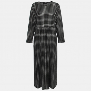 Pre Owned Weekend Max Mara Grey & Black Checked Fleece Maxi Dress XL