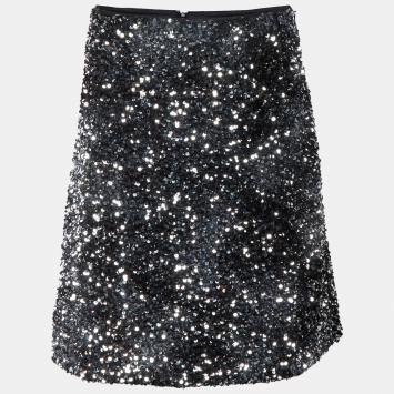 Pre Owned Weekend Max Mara Silver Sequined Uvetta Mini Skirt XL