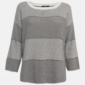 Pre Owned Weekend Max Mara Monochrome Patterned Knit Long Sleeve Sweatshirt M