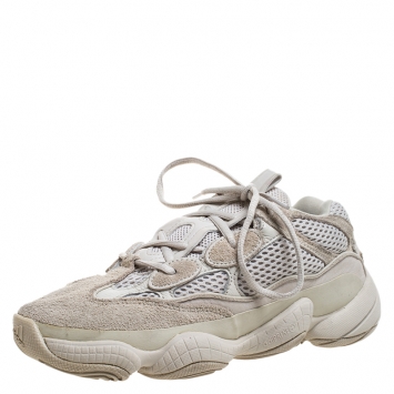 Pre Owned Yeezy x Adidas Off-white Suede, Leather And Mesh Yeezy 500 Sneakers Size 38