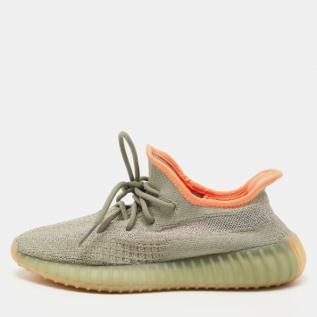 Pre Owned Yeezy x Adidas Green/Grey Knit Fabric Boost 350 V2 Desert Sage Sneakers Size 39 1/3