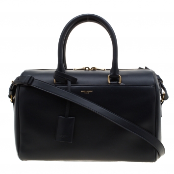 Pre Owned Saint Laurent Navy Blue Leather Classic Duffle 6 Bag