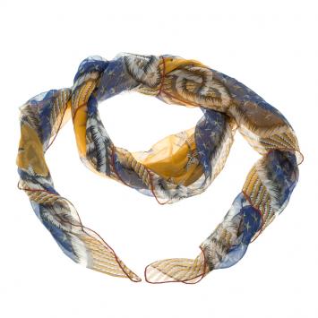 Pre Owned Yves Saint Laurent Paris Multicolor Starfish Print Silk Scarf
