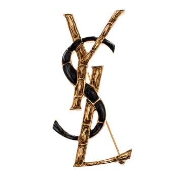 Pre Owned Yves Saint Laurent Gold Plated Opyum YSL Crocodile Pin Brooch