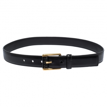 Pre Owned Yves Saint Laurent Black Leather Belt 90CM