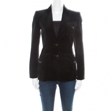 Pre Owned Yves Saint Laurent Black Velvet Blazer S