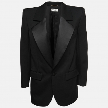 Pre Owned Saint Laurent Black Wool Single Breasted Blazer M