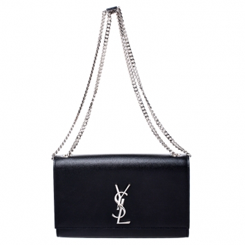 Pre Owned Saint Laurent Paris Black Leather Kate Chain Shoulder Bag