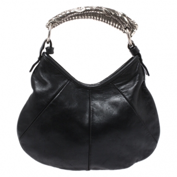 Pre Owned Yves Saint Laurent Black Leather Mini Mombasa Hobo