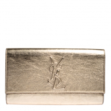 Pre Owned Yves Saint Laurent Metallic Gold Leather Large Belle De Jour Clutch