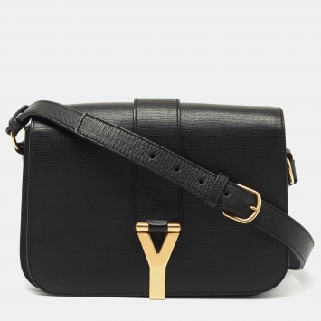Pre Owned Yves Saint Laurent Black Leather Chyc Shoulder Bag