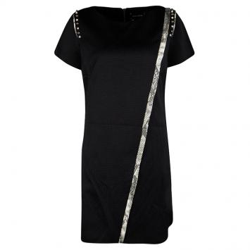 Pre Owned Zadig and Voltaire Black Embellished Frayed Trim Detail Ranon BF Dress M