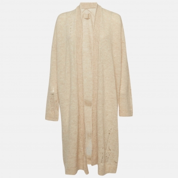 Pre Owned Zadig & Voltaire Beige Distressed Knit Cardigan M/L