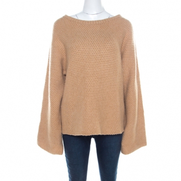 Pre Owned Zadig and Voltaire Beige Cashmere Kimono Sleeve Sweater M  