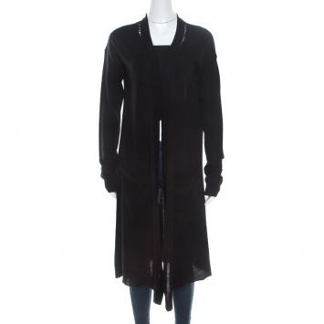Pre Owned Zadig & Voltaire Black Merino Wool Romy Long Cardigan M