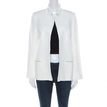 Pre Owned Zadig and Voltaire Deluxe White Crepe Open Front Volly Blazer M