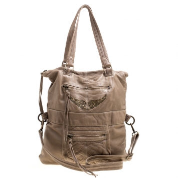 Pre Owned Zadig And Voltaire Khaki Brown Leather Satchel