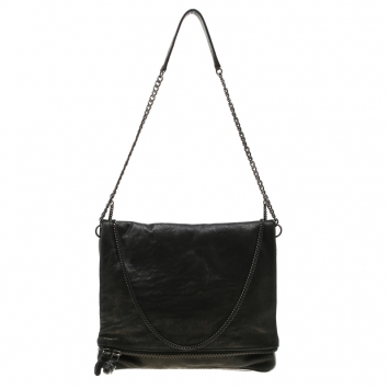 Pre Owned Zadig & Voltaire Black Metallic Leather Rock Clutch