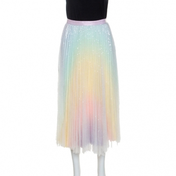 Pre Owned Zimmermann Multicolor Sequin Embellished Tulle Midi Skirt XS
