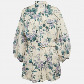 Pre Owned Zimmermann Multicolor Floral Print Linen Playsuit L