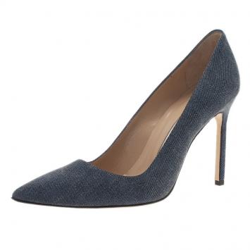 Manolo Blahnik Blue Denim BB Pumps Size 37.5