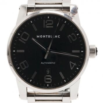 Pre Owned Montblanc Black Stainless Steel TimeWalker Men's Wristwatch 39MM 