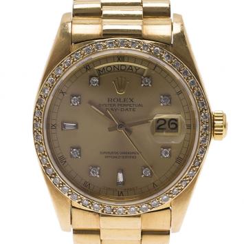 Rolex Gold 18K Yellow Gold President Date Just Unisex Wristwatch 38MM