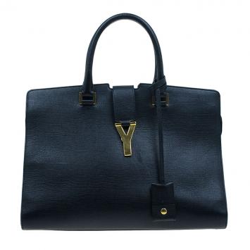 Saint Laurent Paris Black Leather Classic Y Cabas Bag